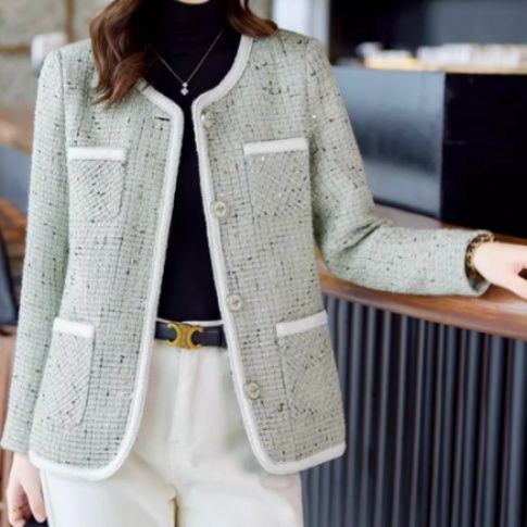 イエベ春/イエベ秋服　パイピングツイードジャケット 