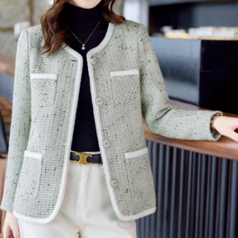 イエベ春/イエベ秋服　パイピングツイードジャケット 