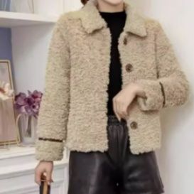 イエベ春/イエベ秋服　レザーショートボアコート