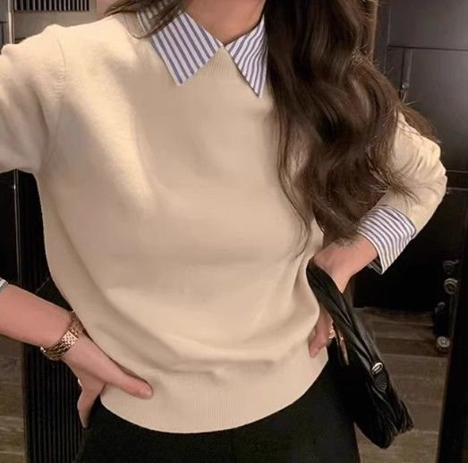 イエベ春/イエベ秋服　襟付きセーター