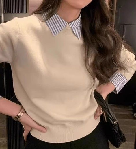 イエベ春/イエベ秋服　襟付きセーター