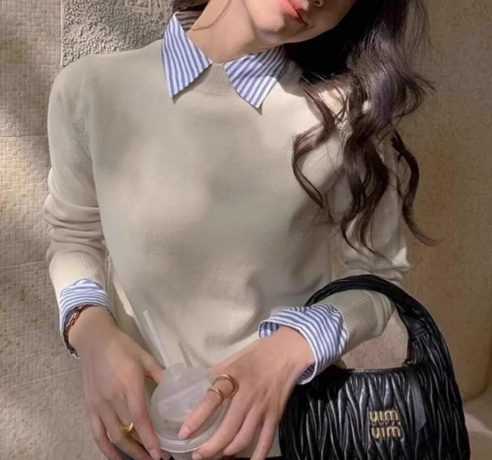 イエベ春/イエベ秋服　襟付きセーター