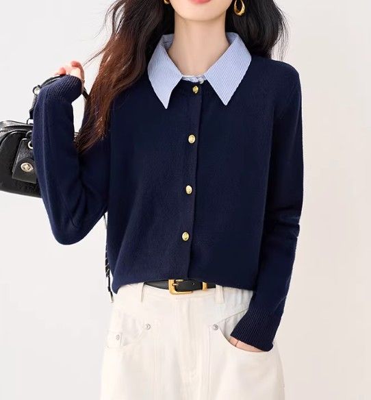 イエベ春/イエベ秋服　襟付きニットシャツ