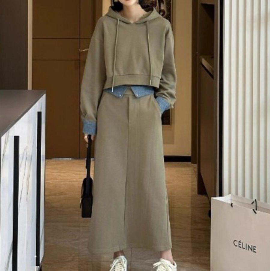 イエベ秋服　デニムレイヤードセットアップ