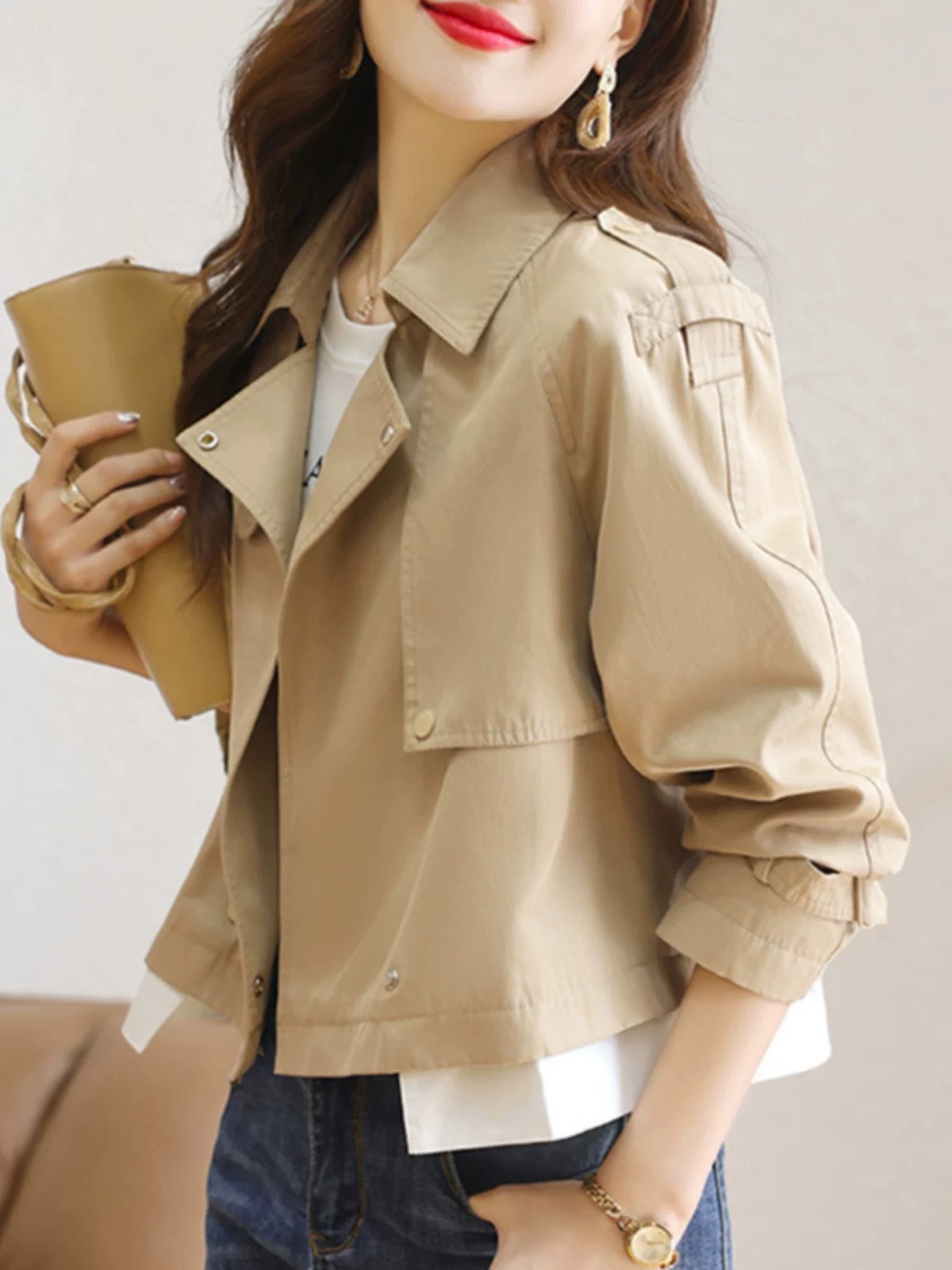 イエベ秋服　ワーク風 ショート丈 ジャケット