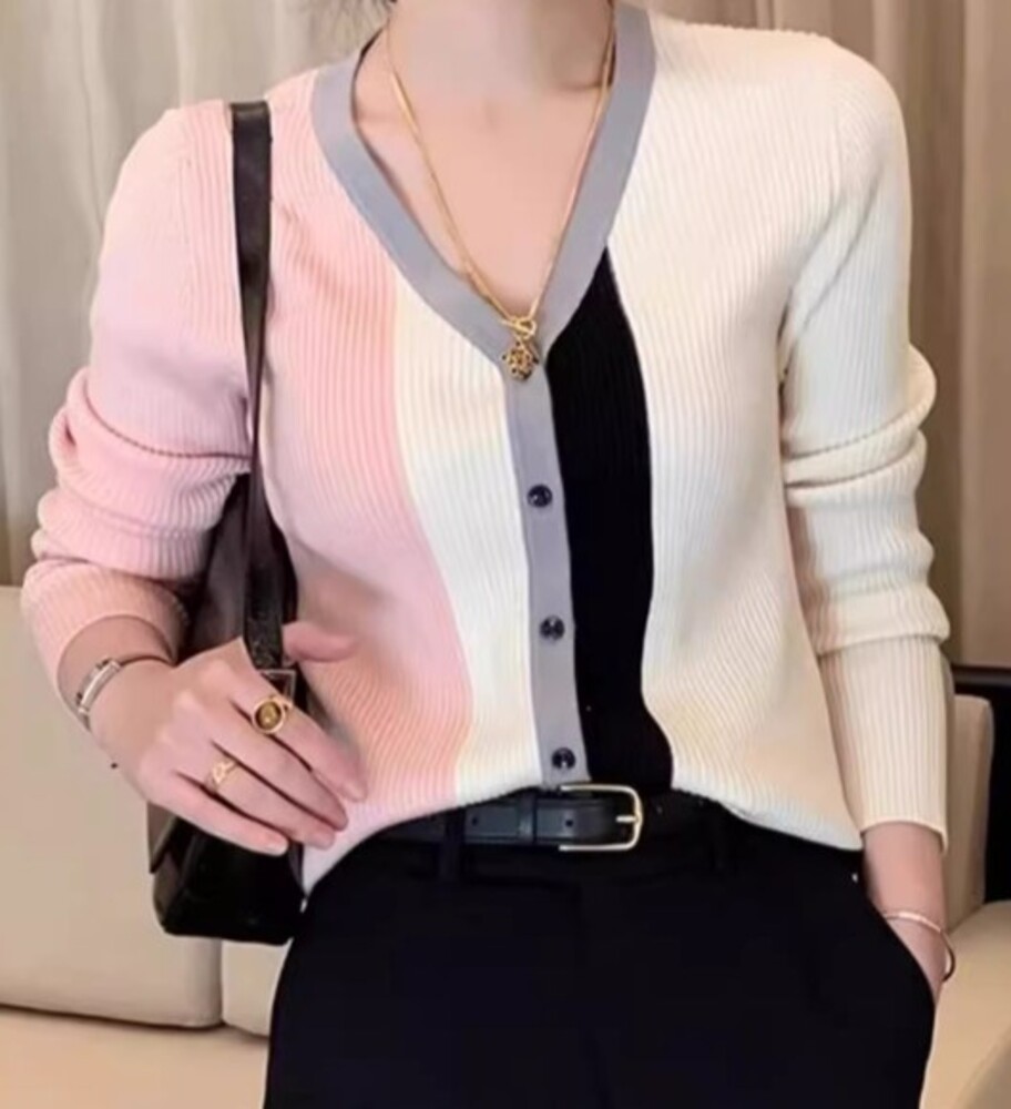 イエベ春服　バイカラーニット