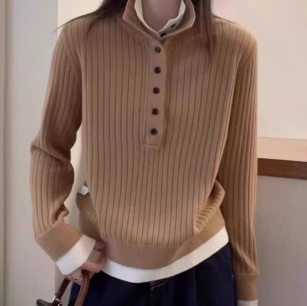 イエベ春/イエベ秋服　ジッパー付きハイネックニット