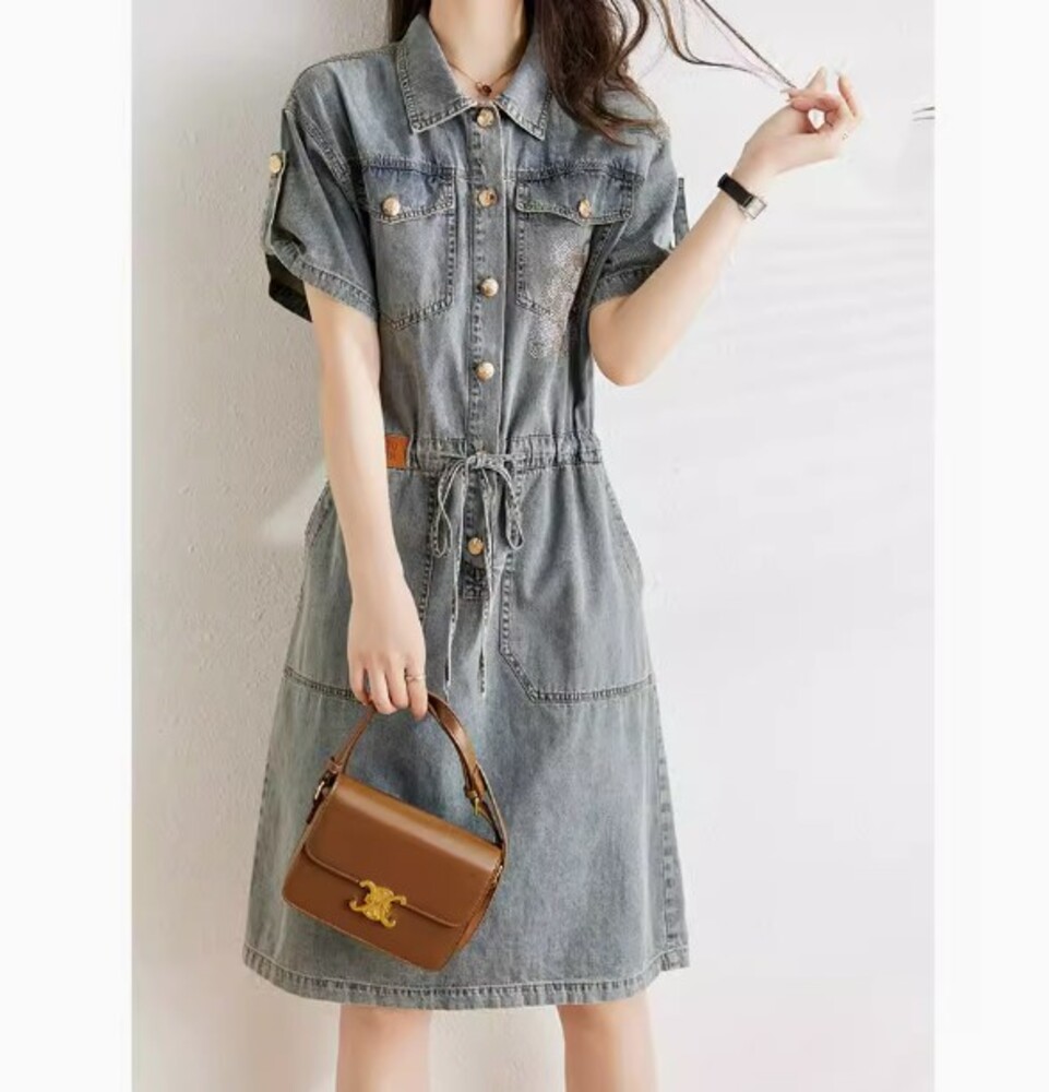 イエベ春/イエベ秋服　ヴィンテージライク デニムワンピース