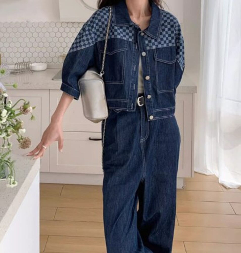 イエベ秋服　レトロ デニムセットアップ