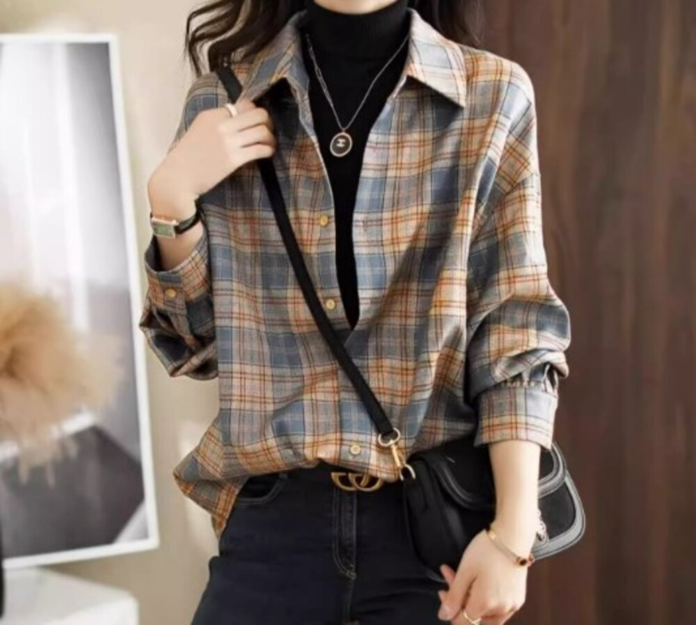 イエベ春/イエベ秋服　こなれ感ある オーバーサイズ チェック柄シャツ