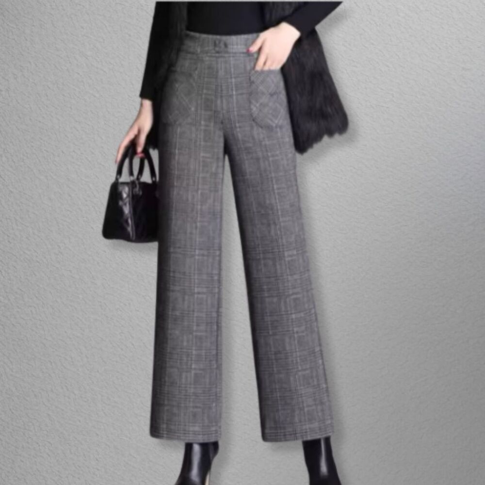イエベ秋服　チェックワイドレッグパンツ