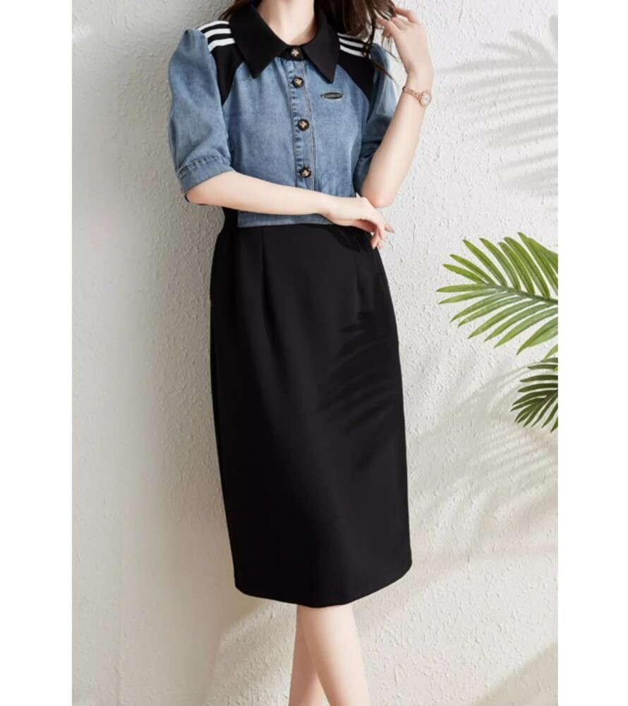 イエベ秋服　デニムステッチワンピース