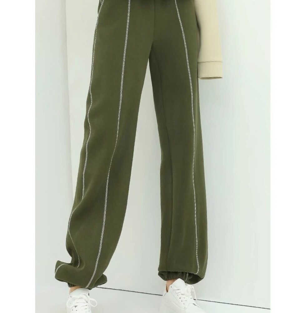 イエベ春服　美脚ワイド スウェットパンツ