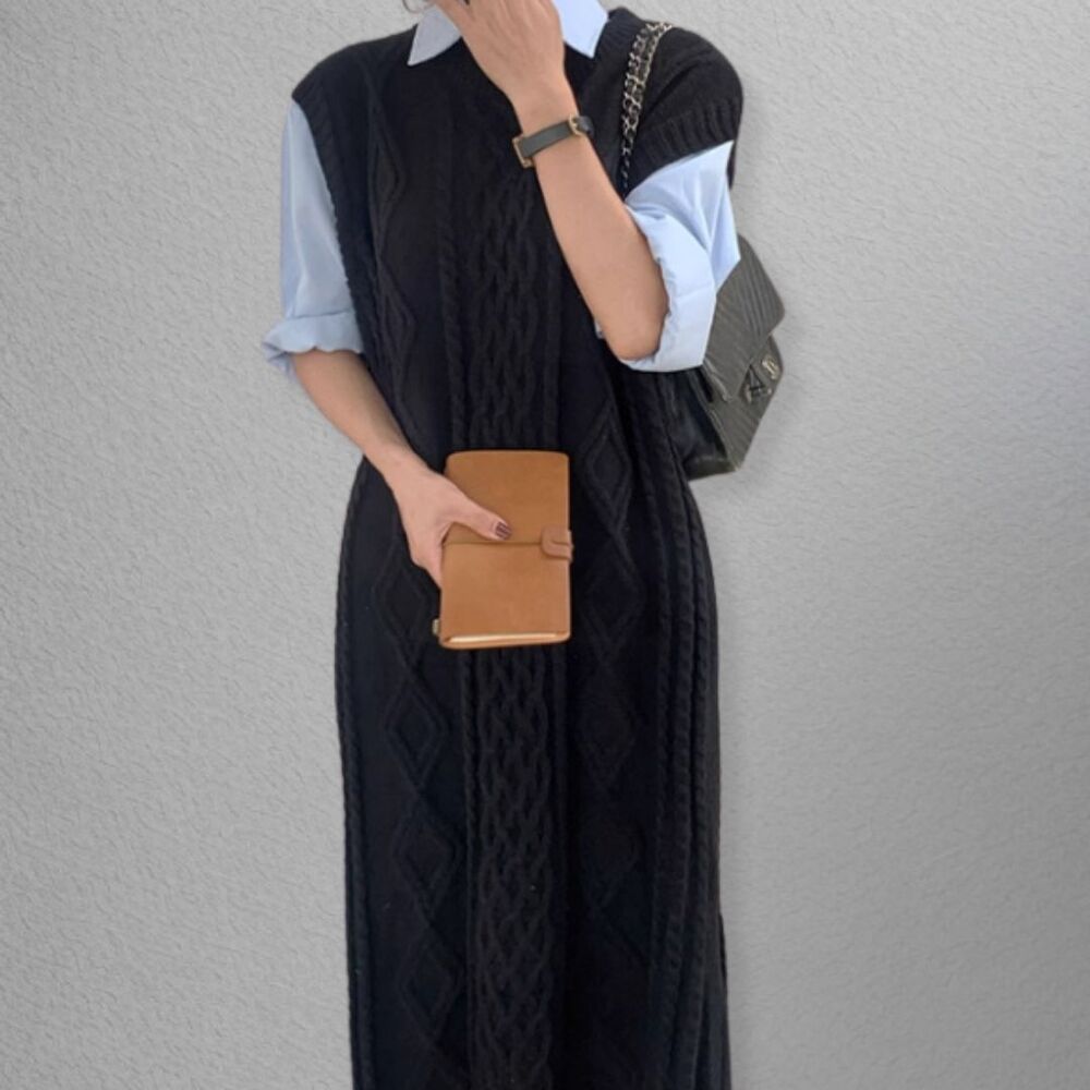 イエベ春/イエベ秋服　ノースリーブニットワンピース