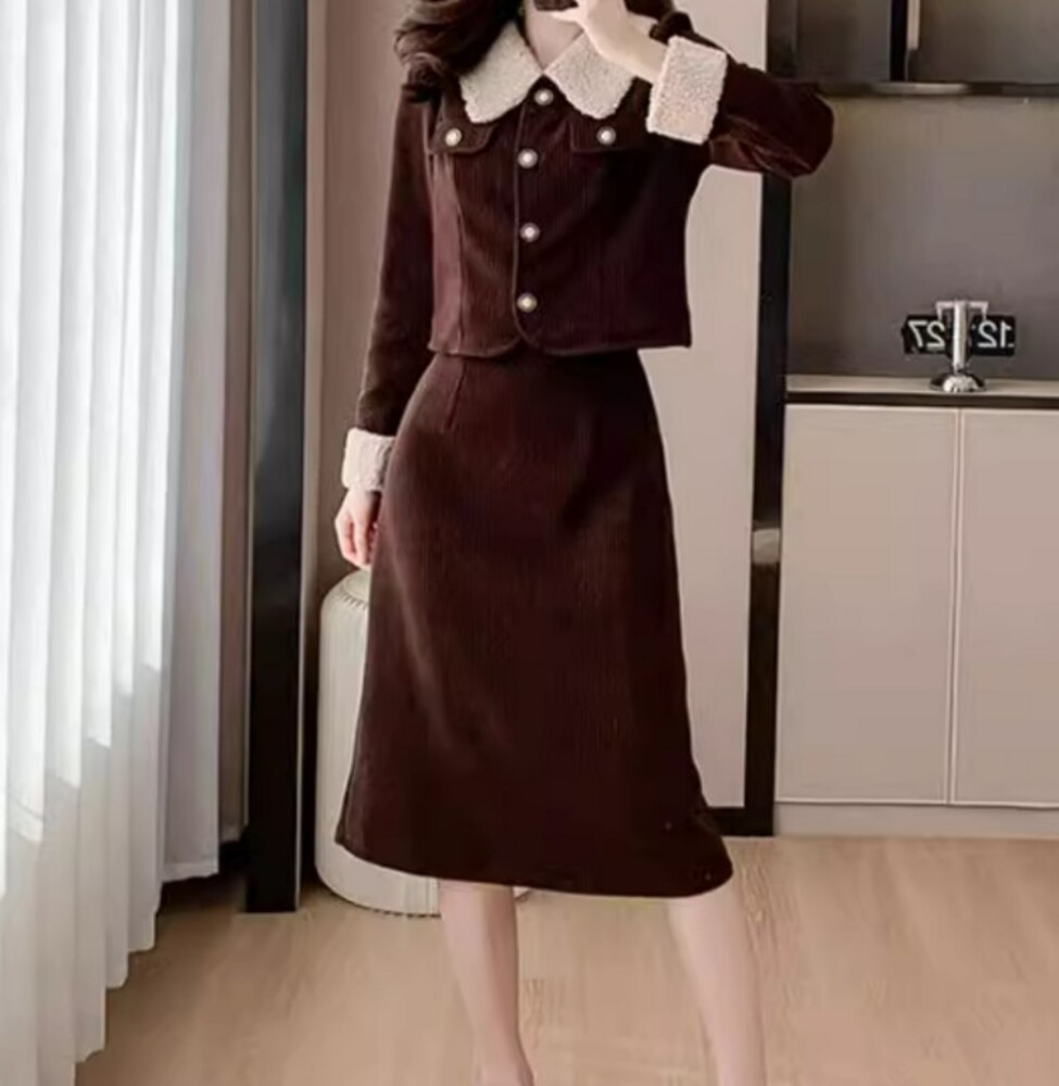 イエベ春/イエベ秋服　コーデュロイセットアップ