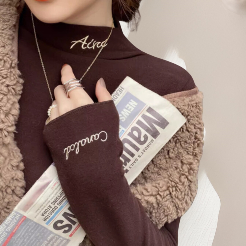 イエベ春/イエベ秋服　すっきり ハイネック 無地ニットトップス 定番