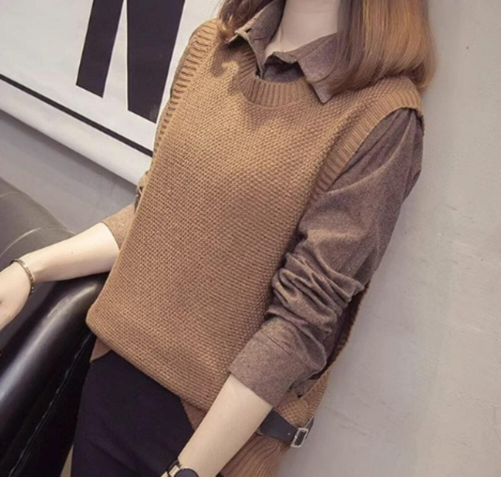 イエベ春/イエベ秋服　ニットベストシャツ