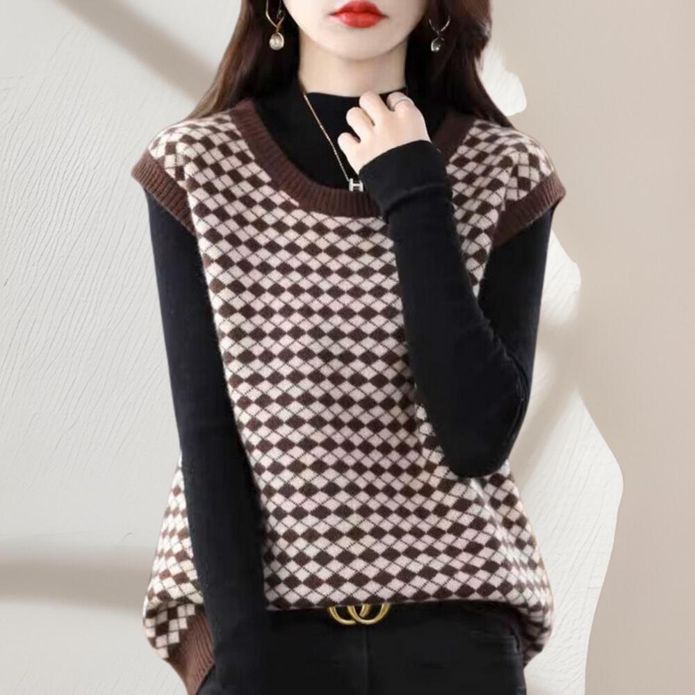 イエベ秋服　チェックニットベスト
