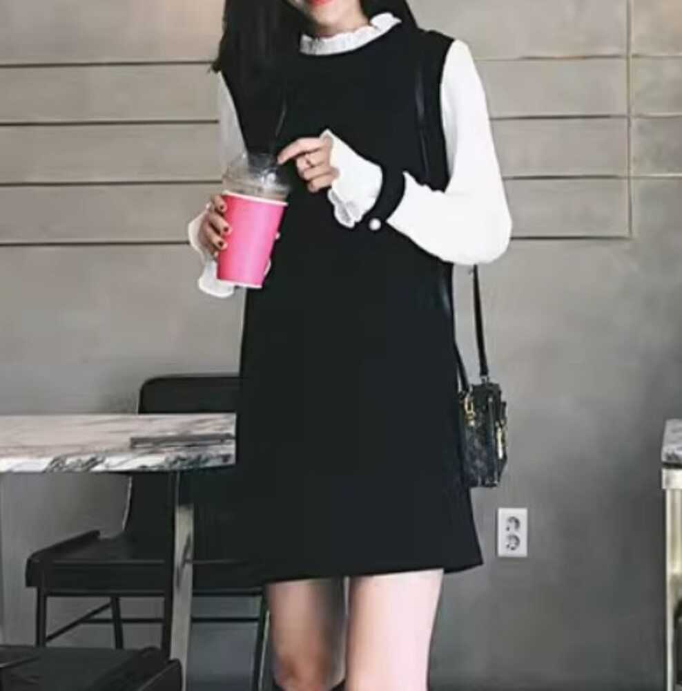 イエベ春/イエベ秋服　ドッキングミニワンピース