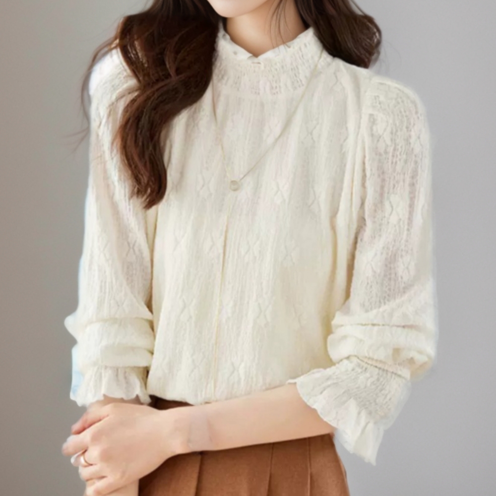 イエベ春/イエベ秋服　ギャザーシフォンブラウス