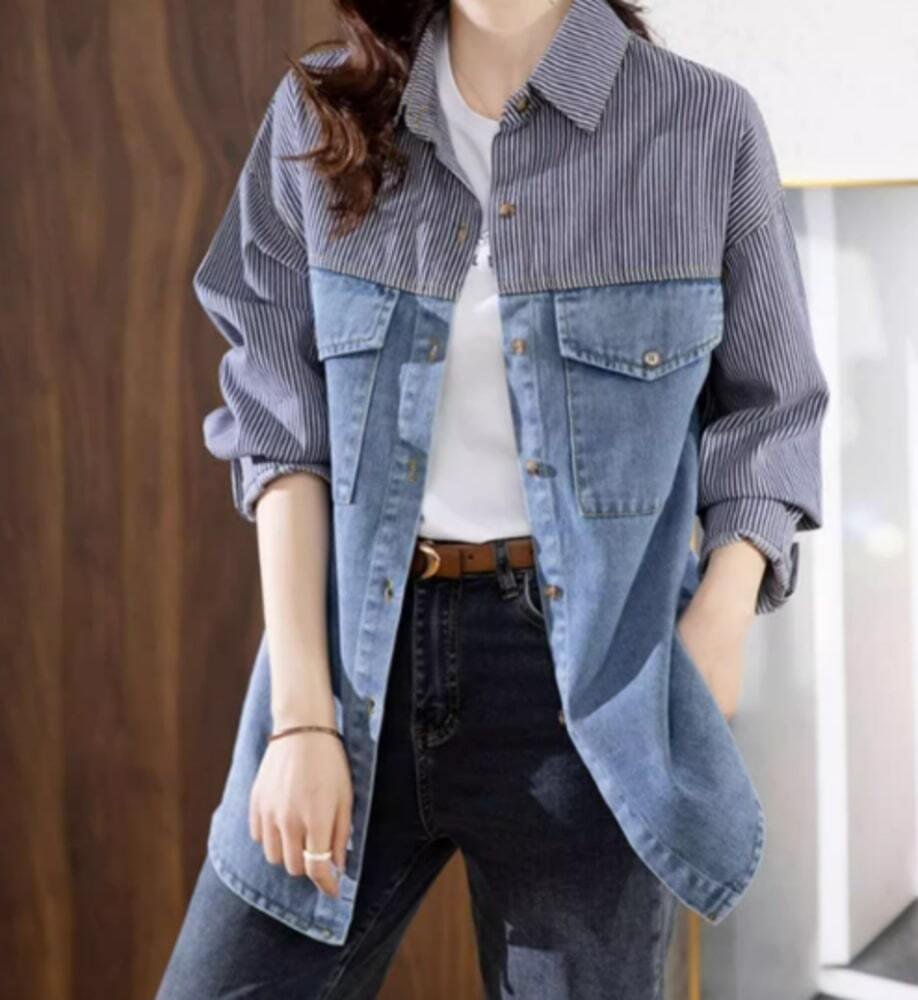 イエベ春服　ドッキングシャツ