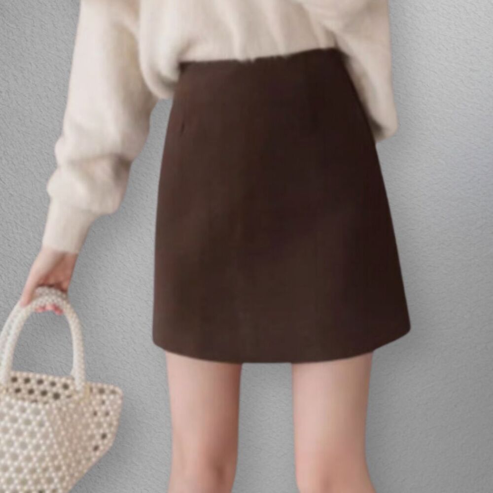 イエベ春/イエベ秋服　ハイウェストウールミニスカート