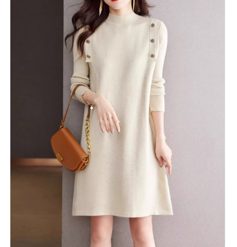 イエベ春/イエベ秋服　ショルダーボタン ワンピース