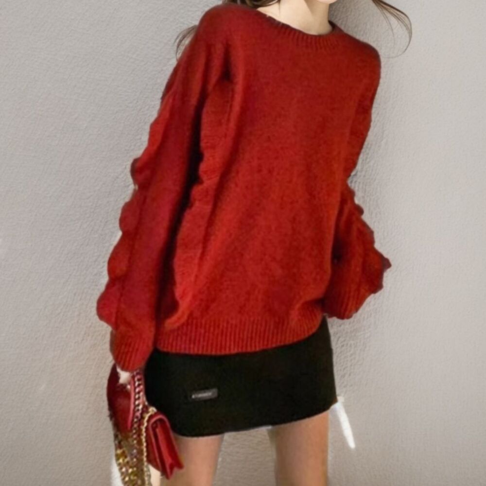 イエベ秋服　フリル大人ニットトップス