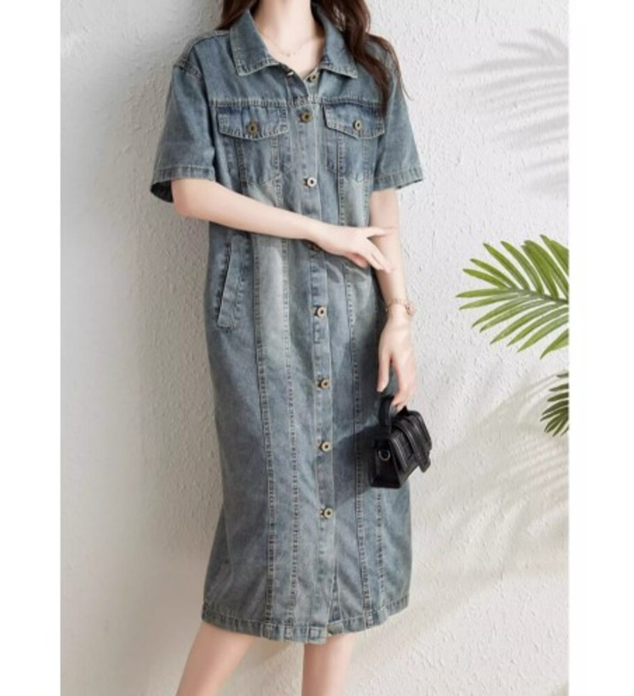 イエベ春/イエベ秋服　ヴィンテージライク デニムワンピース