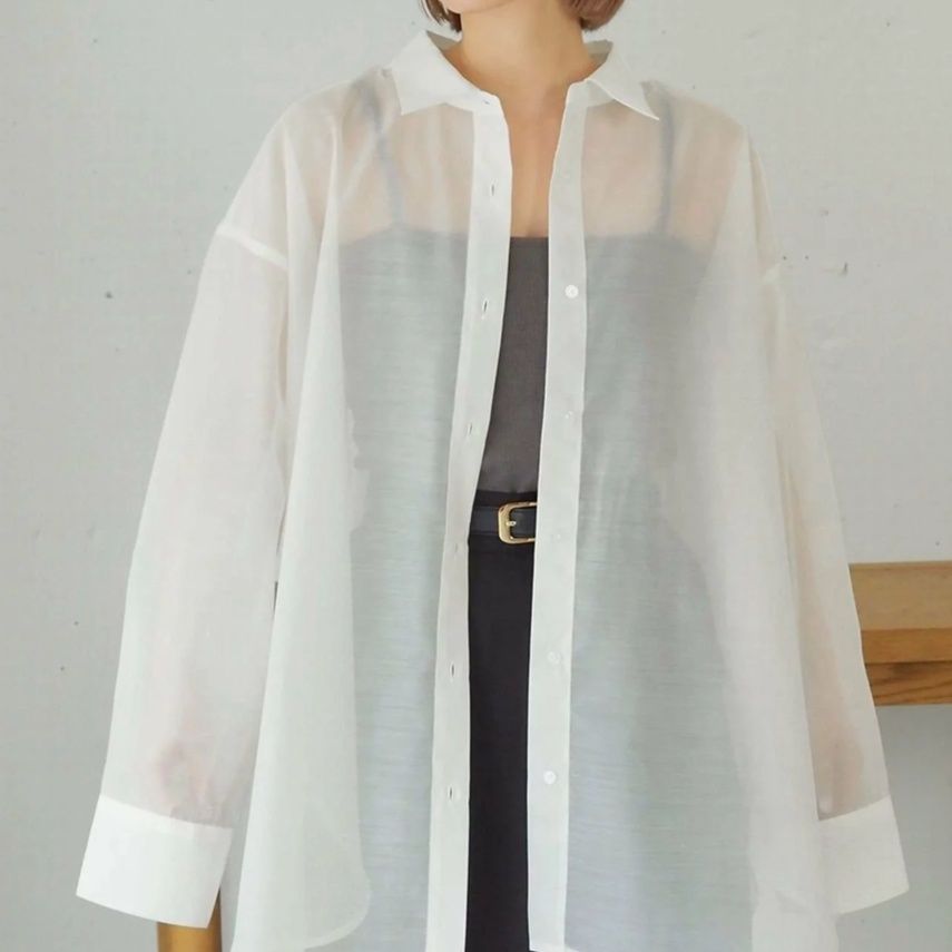 ブラウス 透け感シアーオーバーサイズブラウス