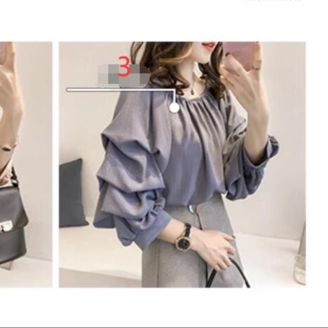 夏の新作オフショルダーシフォンブラウス長袖 パフスリーブ