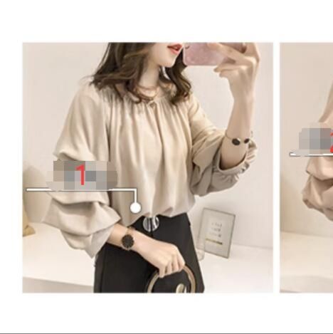 夏の新作オフショルダーシフォンブラウス長袖 パフスリーブ