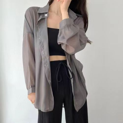ブラウス 透け感シアーブラウス