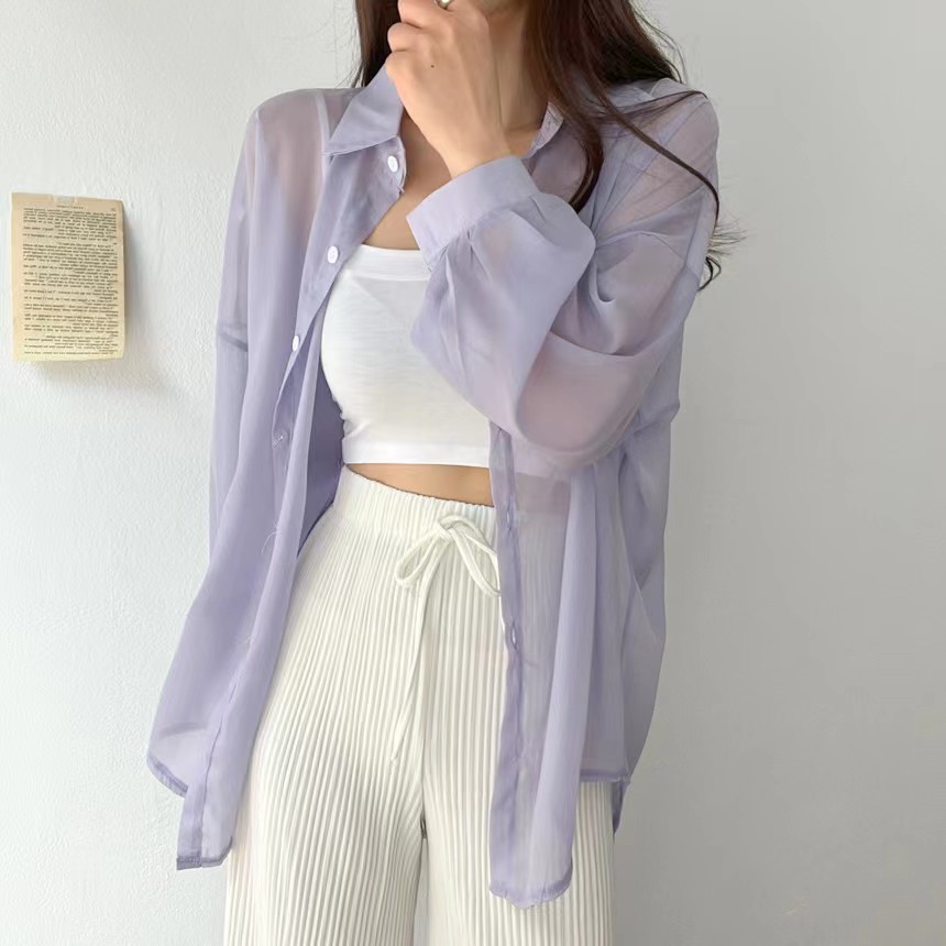 ブラウス 透け感シアーブラウス