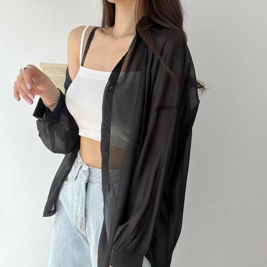 ブラウス 透け感シアーブラウス