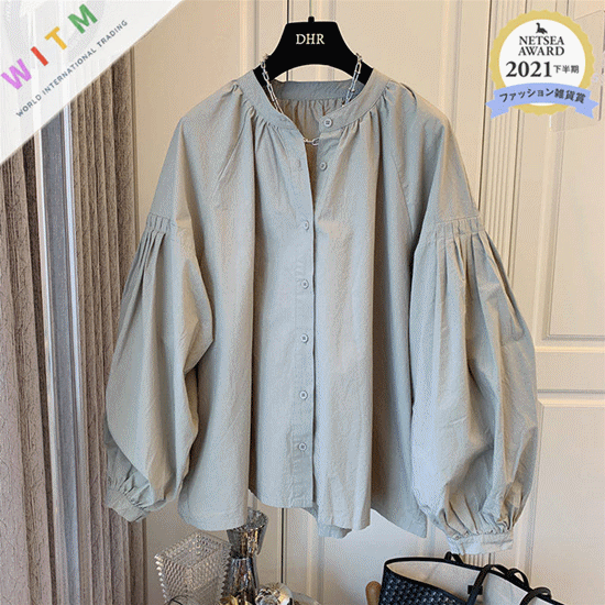 体型カバー長袖ブラウス韓国風おしゃれレディース