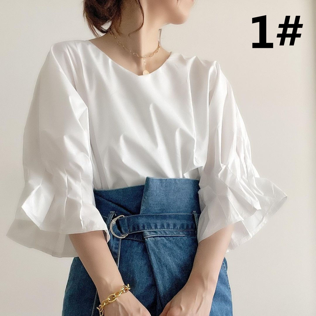 大人気フレア袖ブラウス レディース 体型カバー 着回し抜群