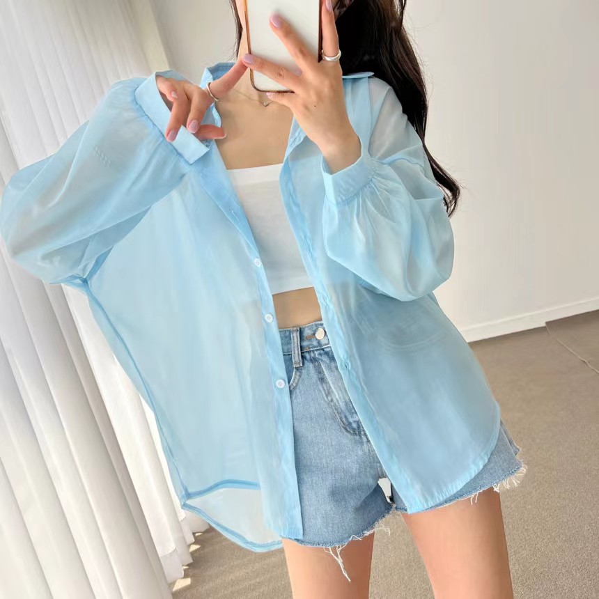 ブラウス 透け感シアーブラウス