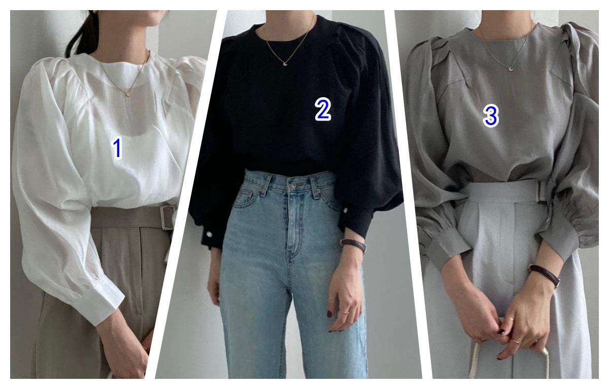 2024新作 女性用パフスリーブ長袖ブラウス