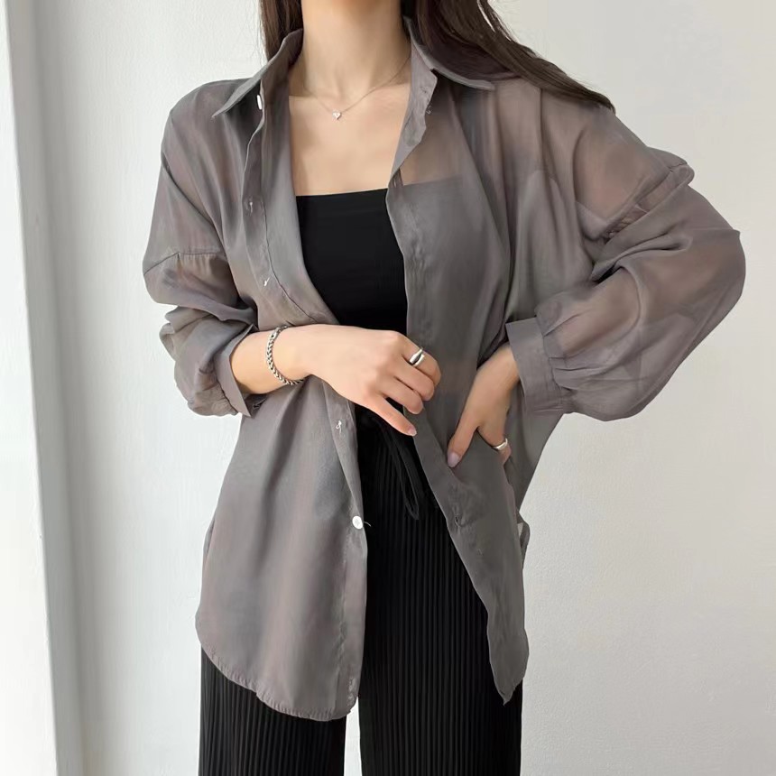 ブラウス 透け感シアーブラウス
