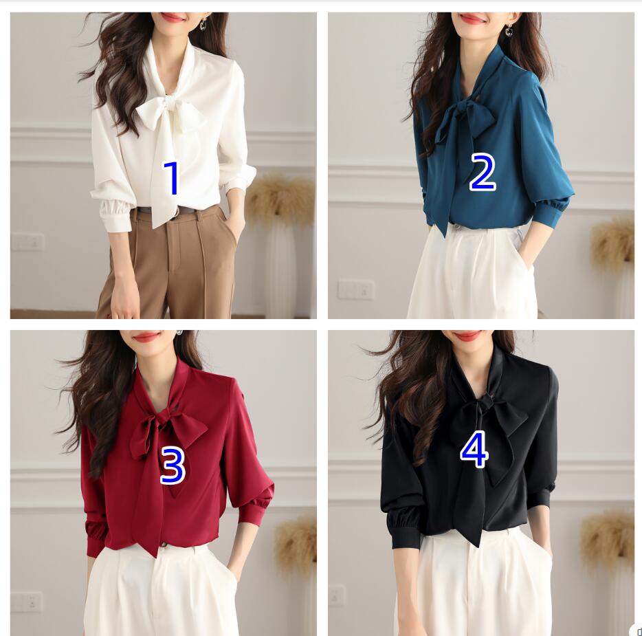 レディース長袖ボウタイブラウス個性的おしゃれトップス