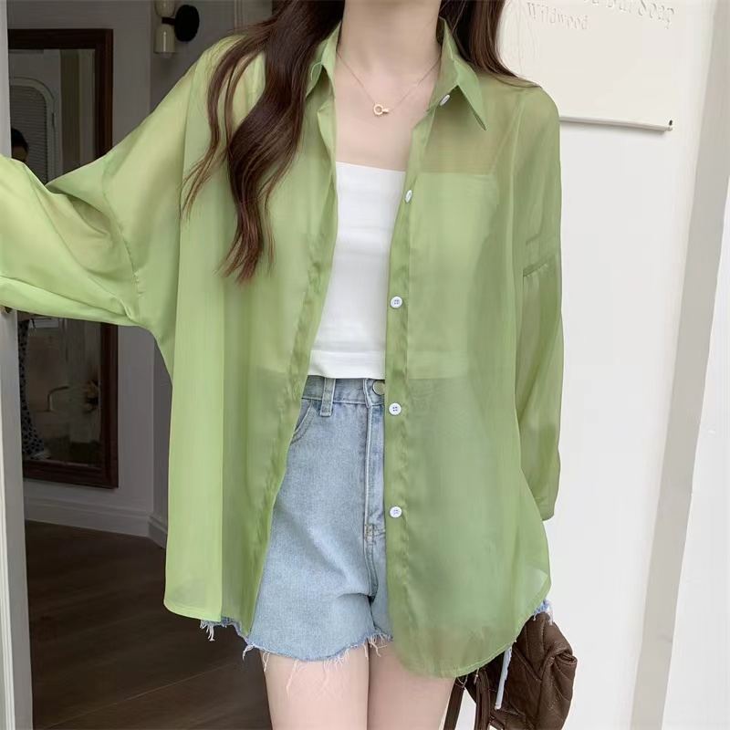 ブラウス 透け感シアーブラウス
