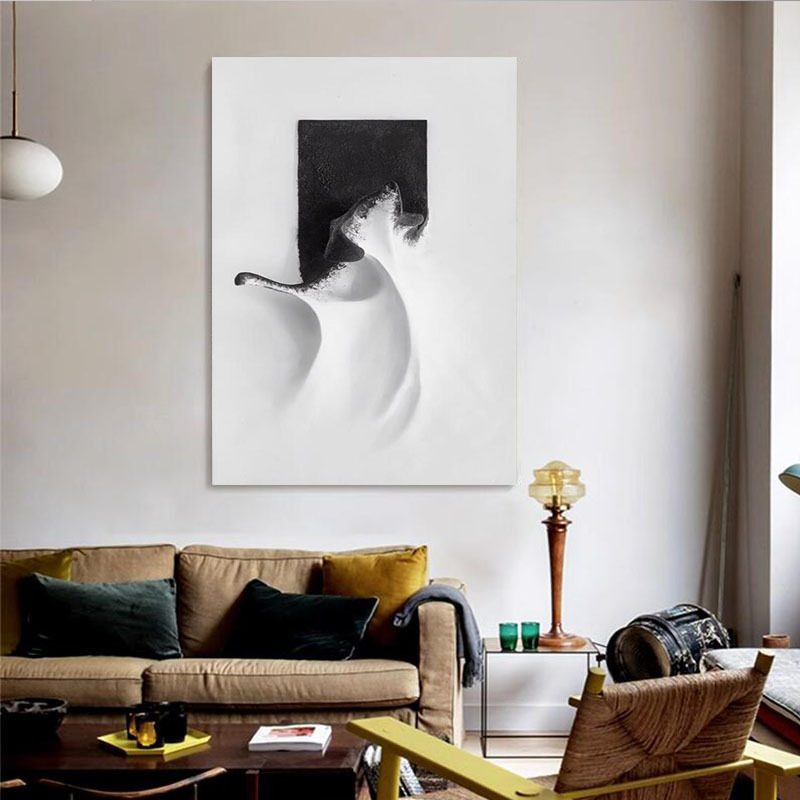 インテリア雑貨 白と黒の境界 抽象アートポスター