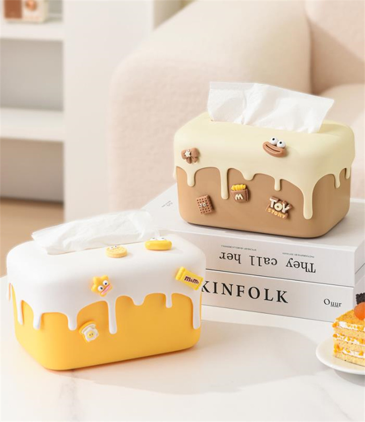 インテリア雑貨 可愛いパン型ティッシュケース 昇降機能付き収納