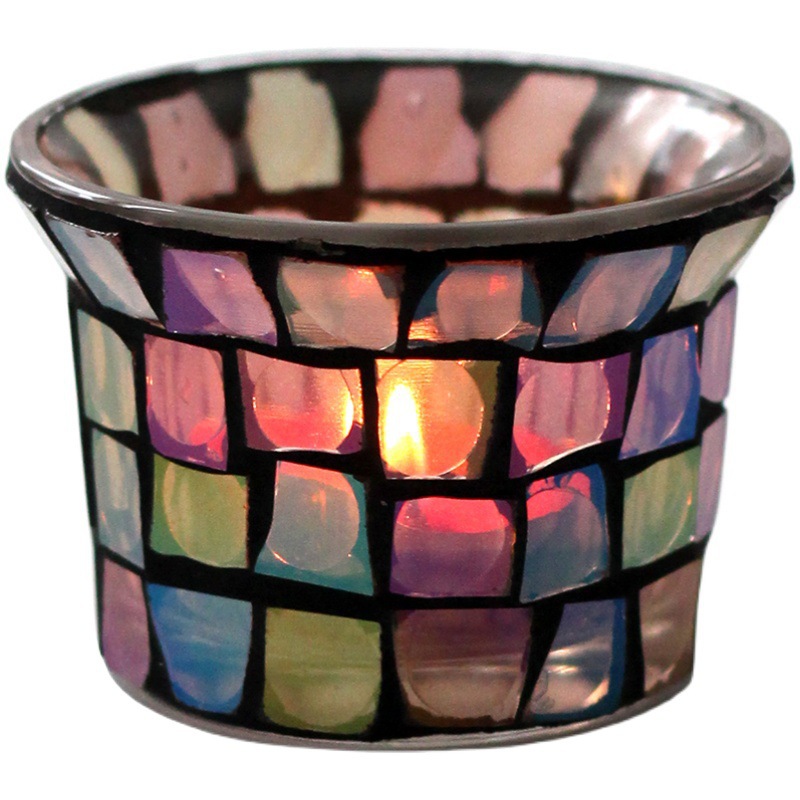 インテリア雑貨 モザイクガラスの煌めきキャンドルホルダー