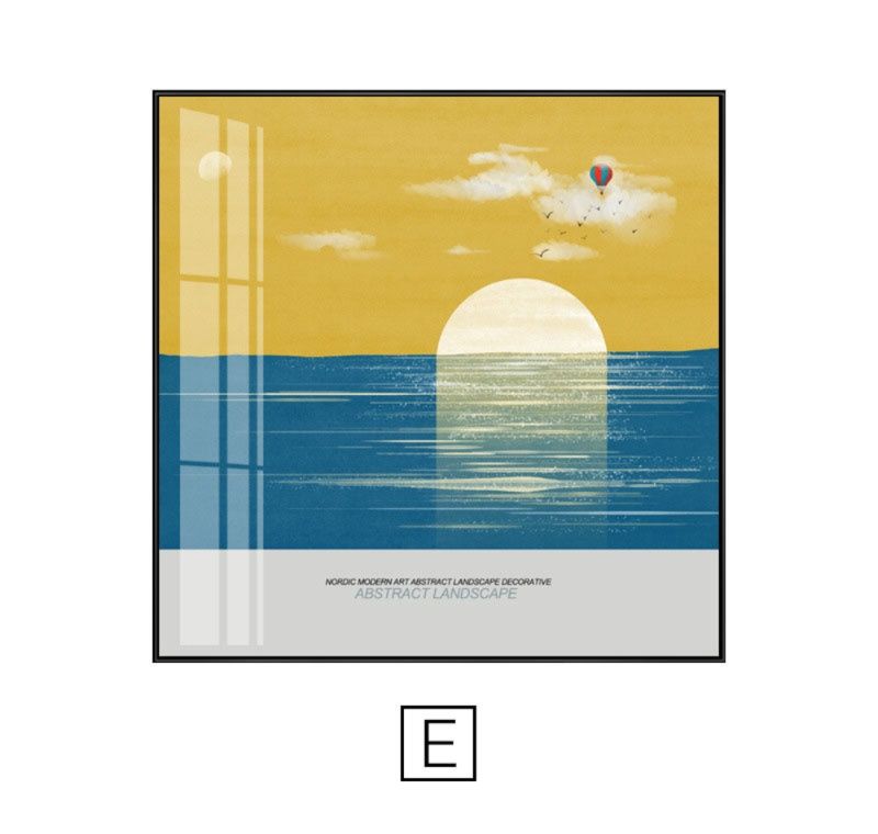 インテリア雑貨 静謐な湖畔の抽象風景画ポスター