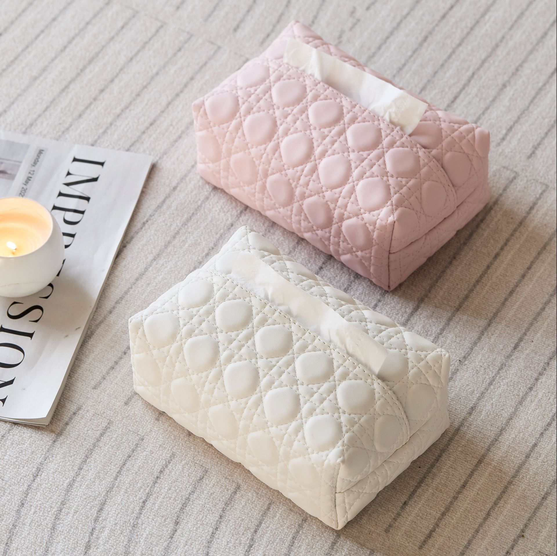 インテリア雑貨 キルティングティッシュケース