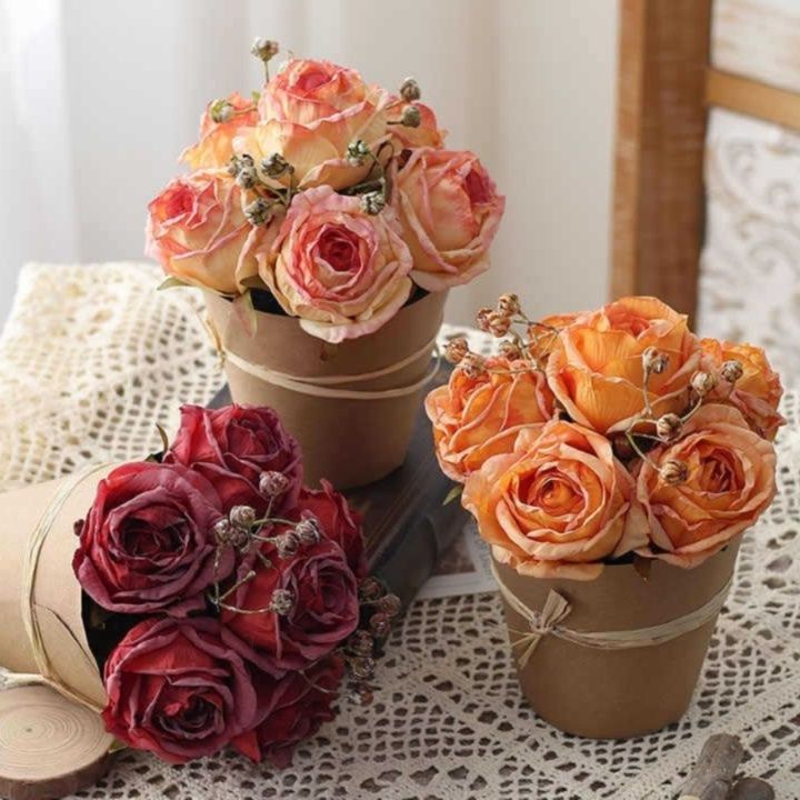 インテリア雑貨 風合い豊かなミニポット薔薇