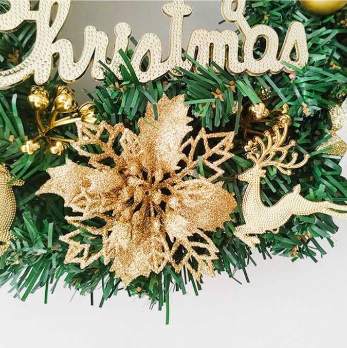 インテリア雑貨 聖夜を彩る華やかなクリスマス・ゴールドリース