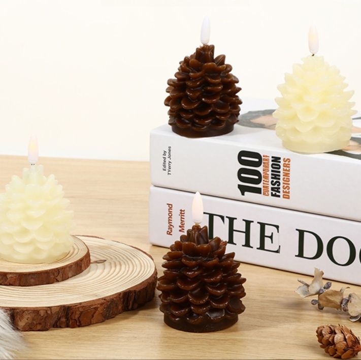 インテリア雑貨 ナチュラルテイスト 松ぼっくり型 電子キャンドル